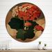 Red Barrel Studio® Retro Geranium in Red & Green II - Floral Wood Wall Art - Natural Pine Wood in Brown/Green/Red | 29 H x 29 W x 1 D in | Wayfair