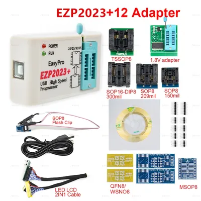 Programmeur éventuelles I USB EZP2023 d'origine ensemble complet adaptateur 12 15 prise en charge
