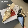 Eilyken-Escarpins à talons hauts pointus pour femmes sandales évidées robe fine or argent dames
