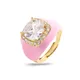 ZHUKOU-Bague rose avec ouverture pour femme bijoux de princesse romantique grosse pierre glacée