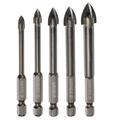 Uxcell 5pack Titanium Masonry Drill Bit Set 5mm to 12mm Concrete Drill Bits Triangle Drill Bit with 1/4 Hex Shank