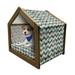 Chevron Pet House Chevron Patchwork with Vintage Line and Retro Button Forms Outdoor & Indoor Portable Dog Kennel with Pillow and Cover 5 Sizes Multicolor by Ambesonne