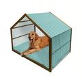 Geometrical Pet House Vintage Retro 50s 60s Inspired Kitchen Tiles in Diamond Shapes Print Outdoor & Indoor Portable Dog Kennel with Pillow and Cover 5 Sizes Turquoise and Lilac by Ambesonne