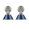 Home Square 1 Light Bath Vanity Set with Navy Blue Shade in Pewter (Set of 2)