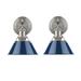 Home Square 1 Light Bath Vanity Set with Navy Blue Shade in Pewter (Set of 2)