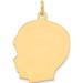14K Yellow Gold Plain Large .011 Gauge Facing Left Engravable Boy Head Charm (30 X 20) Made In United States xm118/11