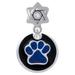 3/4 Navy Blue Paw in Black Circle - Star of David with Clear Crystal Charm Bead