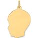 14K Yellow Gold Plain Medium .027 Gauge Facing Left Engravable Boy Head Charm (27 X 17) Made In United States xm114/27