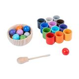 Rainbow Ball in Cups Montessori Toy Sorting Game Training Memory Fine Motor Skill for Preschool Toy Learning Toy Bead Sorting and Counting