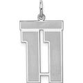 Sterling Silver Silver/Rhodium-Plated Satin Number 11 Charm (25 X 21) Made In United States qpp11