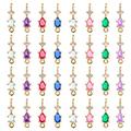 32Pcs 8 Colors Teardrop Cubic Zirconia Links Connectors Light Gold CZ Micro Pave Links 17x3mm Flower Glass Gemstone Links Charms for Bracelets Charm Bead Jewelry Making Hole1.5mm