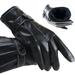 Men Cycling Gloves Solid Color Touchscreen Gloves Outdoor Leather Gloves for Men Black