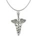 Sterling Silver Caduceus Charm (18mm x 26mm) on a Sterling Silver 18 Inch Box Chain