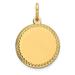 14k Plain .009 Gauge Engravable Round Disc Charm in 14k Yellow Gold