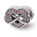 Fancy Bead White Sterling Silver Themed Cubic Zirconia CZ Pink 9.84 mm 10.64