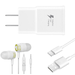 OEM EP-TA20JBEUGUS Inbox Replacement 15W Adaptive Fast Wall Charger for Meizu 16Xs Includes Fast Charging 3.3FT USB Type C Charging Cable and 3.5mm Earphone with Mic â€“ 3 Items Bundle - White