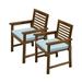 Set of 2 Farmhouse Chic Slatted Patio Eucalyptus Wood Dining Armchair (no cushions included)