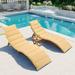 Churanty Outdoor Chaise Lounge Set of 2 Patio Wood Beach Folding Sunbathing Recliner with Table for Pool Balcony Poolside Brown Cushion