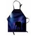 Animal Apron Abstract Adventure of Animal Silhouettes Under Starry Night Sky Unisex Kitchen Bib with Adjustable Neck for Cooking Gardening Adult Size Charcoal Grey and Dark Violet by Ambesonne