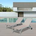 Domi Chaise Lounge Outdoor Set of 2 Lounge Chairs for Outside with Wheals Outdoor Lounge Chairs with 5 Adjustable Position Pool Lounge Chairs for Patio Beach Yard Deck Poolside Khaki