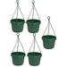 12 inch Hanging Flower Pots with hangers Hunter Green( 5 Pack) Pot with hanger Plastic Flower Pot seedlings Planter Nursery Planter Colorful Flower Planter MADE IN USA