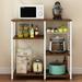 Winado 5 Tiers Vintage Kitchen Baker s Rack Microwave Oven Stand with Kitchen Storage Shelf Rack Hooks Rustic Brown and Metal Frame