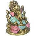 Exotic India Blessing Ganesha with Inlay - Brass