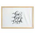 Live Laugh Love Wall Art with Frame Hand Lettering Style Live Laugh Love Words Monochrome Design Printed Fabric Poster for Bathroom Living Room Dorms 35 x 23 Black White by Ambesonne