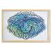 Lion Wall Art with Frame Lion Portrait with Digital Effect King of Forest Illustration Printed Fabric Poster for Bathroom Living Room Dorms 35 x 23 Pale Blue Turquoise by Ambesonne