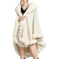 PIKADINGNIS Women Faux Fur Long Poncho Shawls Trendy Warm Thick Fluffy Plush Cardigan Cape Coat