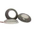 (W) Set of 2 Gray Surface Mount 3 Round Dome Light White LED 6000K Interior Exterior Waterproof 12v 24v Marine RV Truck Trailer