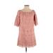 Madewell Casual Dress - Shift Boatneck Short sleeves: Pink Print Dresses - Women's Size 0