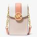 Michael Kors Bags | New Michael Kors Carmen Small Faux Leather Phone Crossbody Powder Blush Multi | Color: Gold/Red/Tan | Size: Os