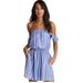 American Eagle Outfitters Dresses | American Eagle Blue & White Off The Shoulder Dress Sz S | Color: Blue/White | Size: S