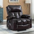 Hokku Designs Recliner Chair for Living Room w/ Rocking Function & Side Pocket Faux Leather in Brown | 38.57 H x 28.89 W x 34.19 D in | Wayfair
