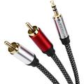 3.5mm to 2RCA Audio Cable 30ft Nylon-Braided 3.5mm AUX to 2 RCA Audio Cable for Stereo Receiver Speaker