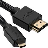 PowerBear Micro HDMI to HDMI Adapter Cable (3 feet) 4K @ 60Hz with Ethernet & Arc | Compatible with GoPro Hero 7 Black 6 5 & 4 Raspberry Pi4 Sony Nikon Canon