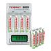 Combo: Tenergy TN156 4-Bay AA/AAA NiMH LCD Battery Charger + 3 Cards Centura AAA Batteries (12pcs)