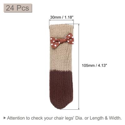 Chair Leg Socks Floor Protectors, 24pcs Knitted Furniture Sock(Beige+Dark Brown) - Beige+Dark Brown