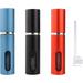 5ML Perfume Atomisers Perfume Travel Refillable 3 Pcs Mini Portable Spray Bottles Perfume Bottles Set with 1Pcs Clear Flat Separated Tool(Black+Blue+Red)(4pcs)