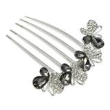 Unique Bargains Women Rhinestone Inlaid Flower Hair Comb Hair Accessory Rhinestone Head Pieces Gray