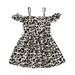 Fesfesfes Toddler Baby Kids Girls Leopard Print Dress Strap Off Shoulder Sun Dress Off Shoulder Princess Dress Clothes Spring Saving Sale