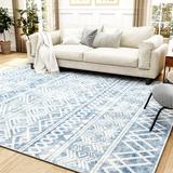 SIXHOME 5 x7 Area Rugs for Living Room Washable Rugs Boho Large Area Rug Modern Geometric Neutral Carpet and Area Rugs for Home Decor Foldable Non Slip Bedroom Rugs Blue