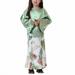 SDJMa Muslim Long Dress Medium Big Girls Long Sleeve Round Neck Colorblock Top Skirt Set