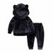 YYDGH 2Pcs Toddler Baby Boys Girl Velvet Cute Ear Hooded Sweatshirt Tops Pant Set Fleece Tracksuit Outfits Set(Black 4-5 Years)