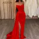 Robe de soirée rouge en Satin pour femmes tenue de luxe robe de soirée de mariage appropriée sur