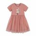 Herrnalise Toddler Baby Girls Summer Short-sleeved Dress Cotton Cartoon Printed Screen Round Neck Lace Princess Skirt