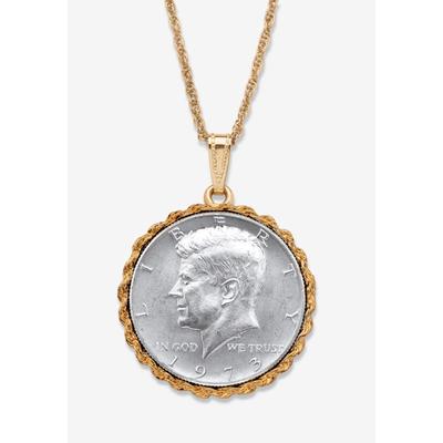 Men's Big & Tall Genuine Half Dollar Pendant Necklace In Yellow Goldtone by PalmBeach Jewelry in 1973