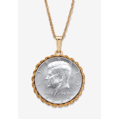 Men's Big & Tall Genuine Half Dollar Pendant Necklace In Yellow Goldtone by PalmBeach Jewelry in 2019