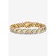 Women's Diamond-Cut Diamond Accent 18K Gold-Plated Two-Tone S-Link Bracelet 7.5" by PalmBeach Jewelry in Gold